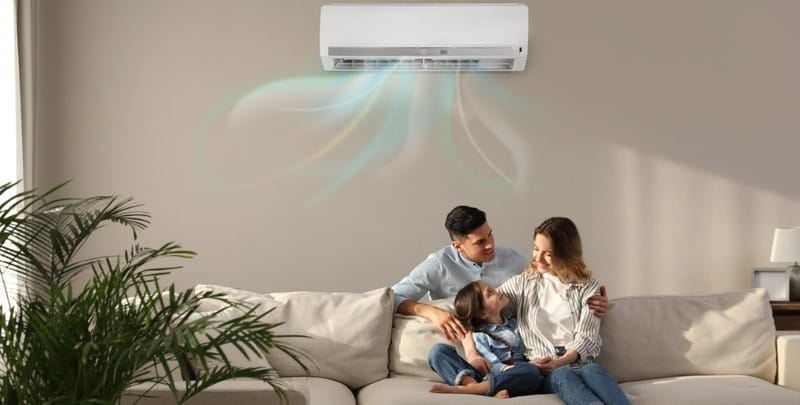 A family enjoys an inverter air conditioner