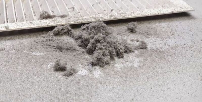 Dust from a dirty air duct